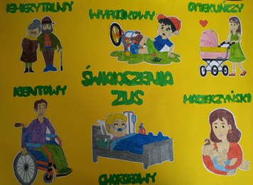 Konkurs Projekt z ZUS, autor plakatu: Agata Świętek, Szkoła Podstawowa im. A. Mickiewicza w Zatorze - link do powiększonej grafiki (plik PDF 1,7 MB)