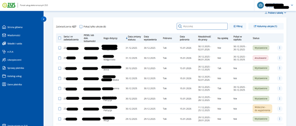 zrzut z ekranu eZUS - eksport eZLA nr1 - link do powiększonego obrazka